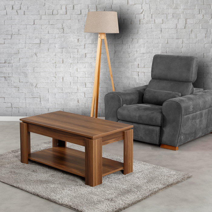 Hanah Home Mesa de Centro Nogal 104x47x56cm Tablero Partículas Recubierto Melamina